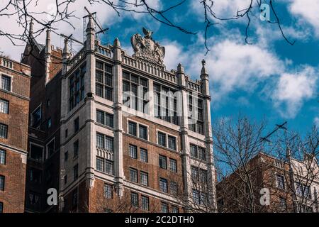 Close-up view of 45 Tudor City building in Midtown Manhattan New York City Stock Photo