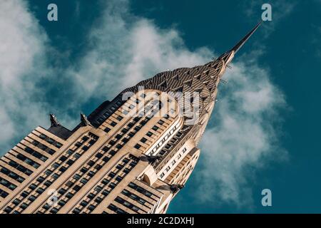 Close-up view of Chrysler Building in Midtown Manhattan New York City