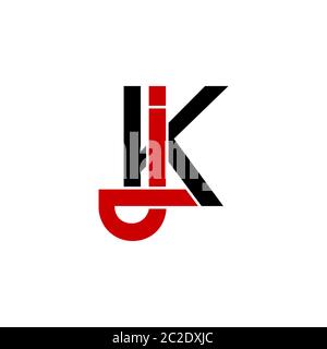 Initial letter KJ or JK graphic logo template, Abstract business logo, isolated on white background. Stock Vector
