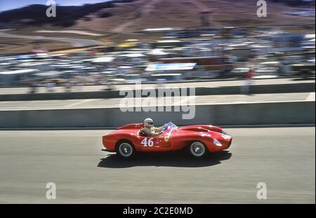 1950's Ferrari Sports racing cars at the 1987 Monterey Historic Automobile Races Laguna Seca California. Stock Photo