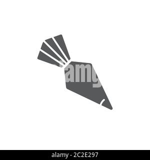Icing bag with nozzle vector icon symbol isolated on white background Stock Vector