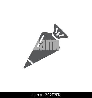 Icing bag with nozzle vector icon symbol isolated on white background Stock Vector