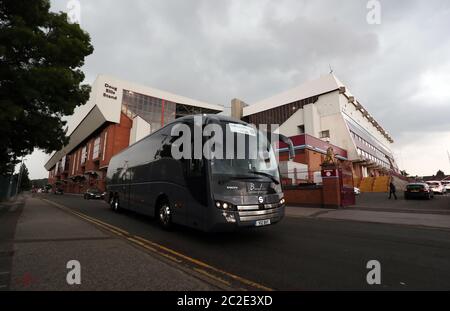 The Sheffield United team bus  arrives at Villa  Park in 
