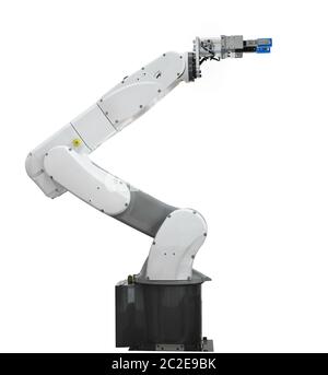 Industry robotic arm isolated on white background Stock Photo