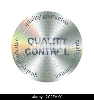 Quality control round hologram realistic sticker. Vector element for product quality guarantee Stock Vector
