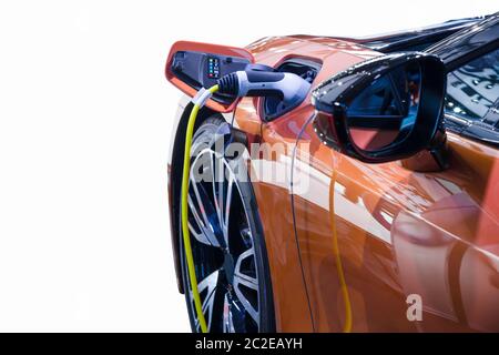 Electric sport car isolated on white background with clipping path Stock Photo