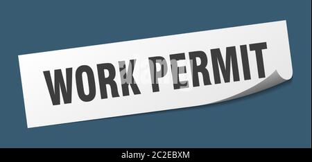 work permit sticker. work permit square isolated sign. work permit label Stock Vector