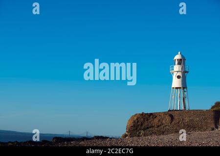 Black Nore Lighthouse in Portishead, Somerset, UK, on a sunny clear day. Stock Photo