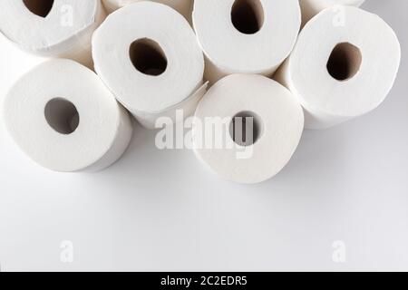 Top Down View of Rolls of Toilet Paper Stock Photo