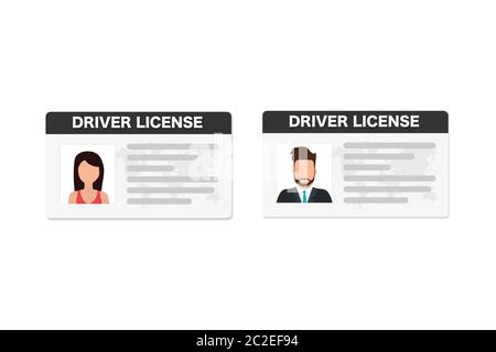 Flat man driver license plastic card template, id card vector illustration Stock Vector