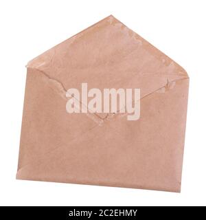 Old vintage envelope isolated on white background Stock Photo