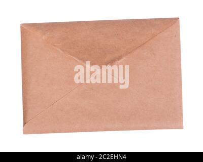 Old vintage envelope isolated on white background Stock Photo