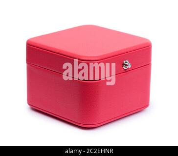 Red  gift chest box isolated on white background Stock Photo