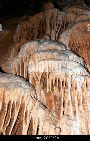 Javoricko stalactite caves are located in central Moravia, about 10 miles west of Litovle city. Underground cave system Javorice a complex of corridor Stock Photo