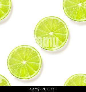 A seamless pattern of limes on a white background, a vibrant fruity citrus repeat print Stock Photo