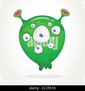 Green alien cartoon with many eyes. Vector illustration isolated Stock Vector