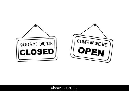 Closed and open in signboard  Stock Vector