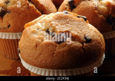 Close up of muffins with chocolate chips Stock Photo