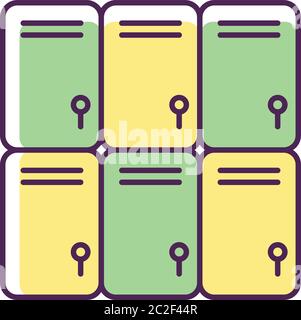 Shopping mall lockers RGB color icon Stock Vector