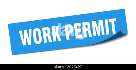 work permit sticker. work permit square isolated sign. work permit label Stock Vector