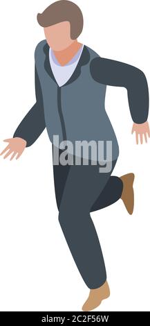 Running personal guard icon, isometric style Stock Vector