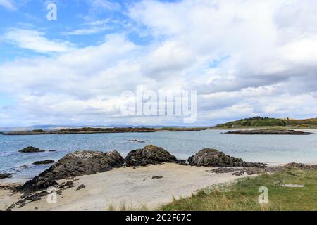 Loch nan Ceall and white sands beach at Arisaig inverness-shire Scotland Stock Photo