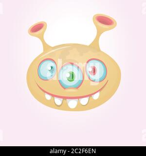 Cartoon thee eyed monster illustration Stock Vector