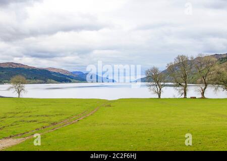 View of Loch Ness looking Northwards from Fort Augustus in the Scottish Highlands Stock Photo