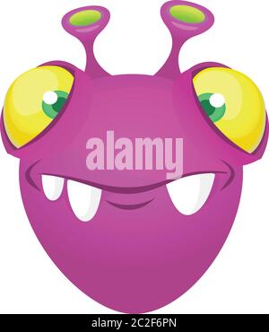 Funny cartoon alien head icon. Vector illustration Stock Vector