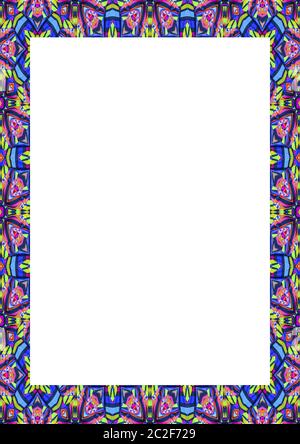 White Frame with Decorated Borders Stock Photo