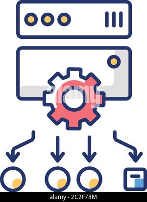 Load balancing RGB color icon Stock Vector