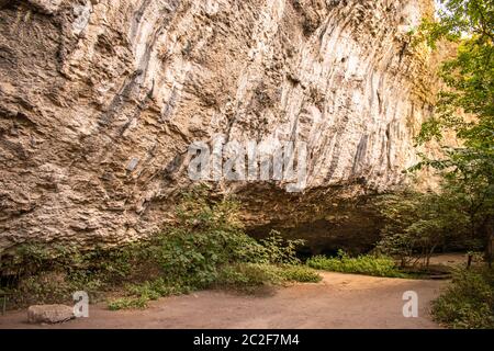 View inside the Devetashka Cave near Devetaki village and Osam river in Lovech, Bulgaria. Natural wonder. One of the largest karst cave in Eastern Europe, now home to near 30000 bats Stock Photo