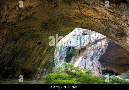 View inside the Devetashka Cave near Devetaki village and Osam river in Lovech, Bulgaria. Natural wonder. One of the largest karst cave in Eastern Europe, now home to near 30000 bats Stock Photo