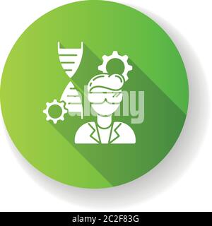 Biomedical engineer green flat design long shadow glyph icon Stock Vector