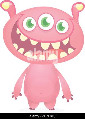 Cartoon thee eyed alien illustration Stock Vector