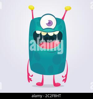 Funny cartoon monster  with one eye. Halloween illustration Stock Vector