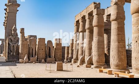 Luxor Temple in Luxor, Egypt. Luxor Temple is a large Ancient Egyptian temple complex located on the east bank of the Nile River in the city today kno Stock Photo