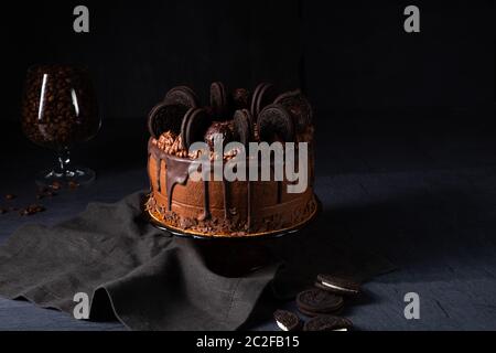 delicious chocolate pie with biscuits Stock Photo