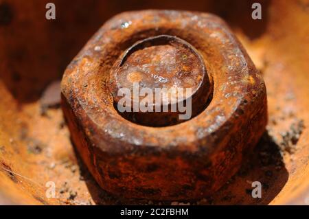 Close up of a bolt with rusted screw Stock Photo