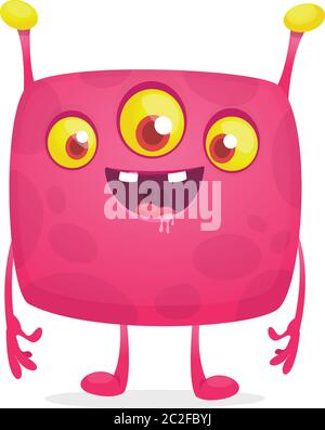 Cartoon thee eyed alien illustration Stock Vector