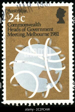 AUSTRALIA - CIRCA 1981: stamp printed by Australia, shows Globe, circa 1981 Stock Photo
