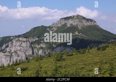 The Ceahlau Massif is one of the most beautiful mountains in Romania. You would find it a very good hiking destination as there are marked trails buil Stock Photo