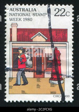 AUSTRALIA - CIRCA 1980: stamp printed by Australia, shows Mailman, circa 1980 Stock Photo