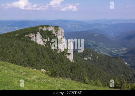 The Ceahlau Massif is one of the most beautiful mountains in Romania. You would find it a very good hiking destination as there are marked trails buil Stock Photo