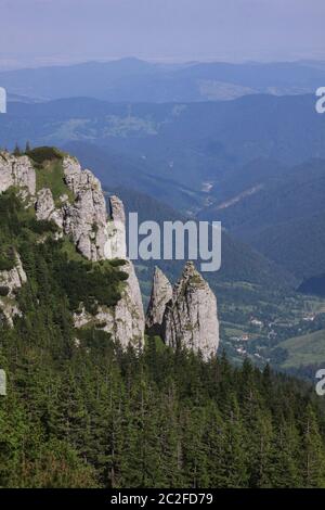 The Ceahlau Massif is one of the most beautiful mountains in Romania. You would find it a very good hiking destination as there are marked trails buil Stock Photo