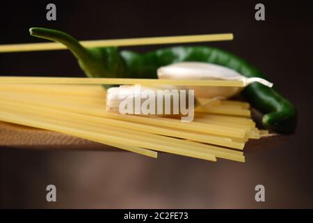 Spaghetti aglio olio e peperoncino Stock Photo