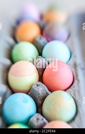 LB00194-00...WASHINGTON - LensBaby Sweet Spot 50 image of colored eggs for Easter Stock Photo