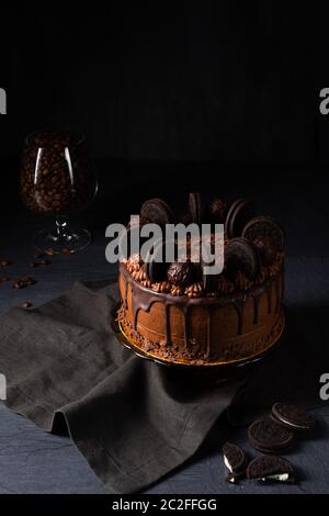 delicious chocolate pie with biscuits Stock Photo