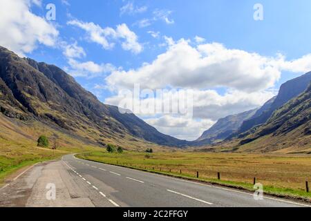 Road through Glen Coe Highlands Scotlands Stock Photo
