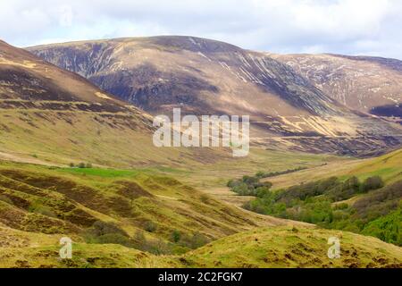 Spring view of the mountains from Glen Roy Stock Photo